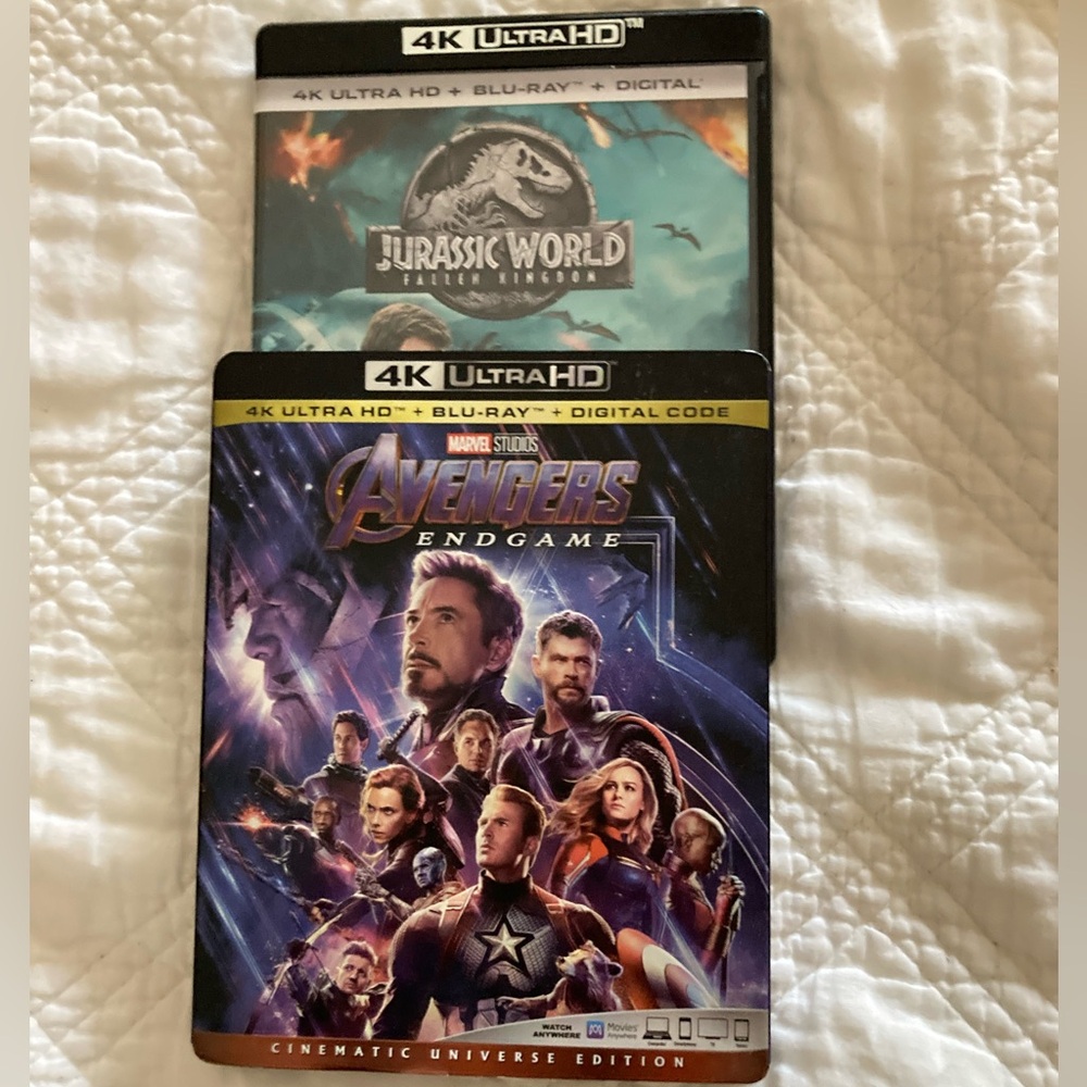 Avengers: Endgame and Jurassic World 4K Ultra HD /Bluray